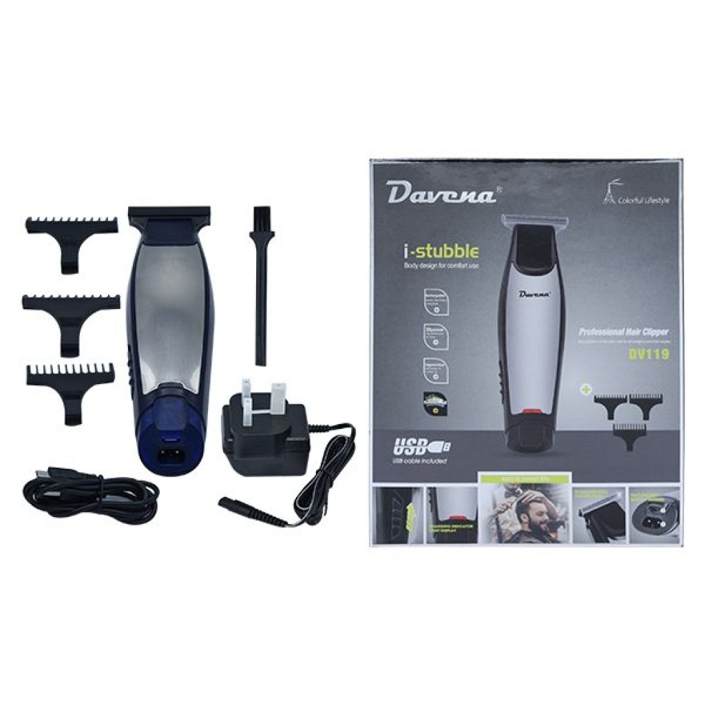 ماكينة حلاقة لون اسود فضي DV-119 من دافينا