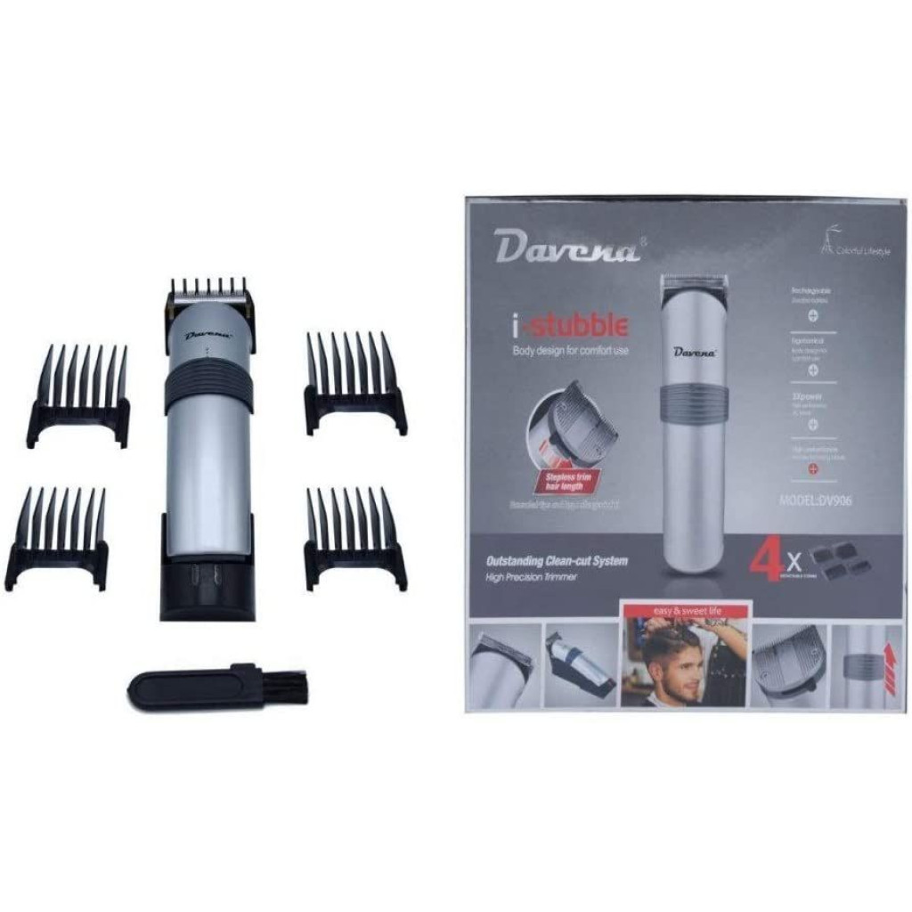ماكينة حلاقة لقص وتشذيب الشعر 5 في 1 مع 4 رؤوس لون فضي  DV-906 من دافينا