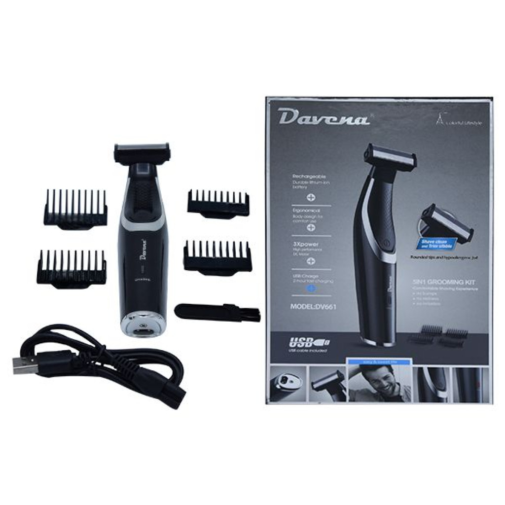 ماكينة حلاقة وتنعيم متعددة الاستخدام لون اسود  DV-661 من دافينا