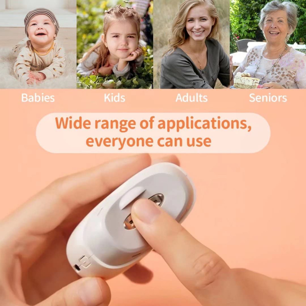 قصافة اظافر كهربائية اوتوماتيكية بمصباح وسرعتين، قاطع اظافر ومبرد 2 في 1، مساحة لحفظ قصاصات الاظافر، قابلة لاعادة الشحن عبر USB، امنة للرضع وللاطفال والكبار