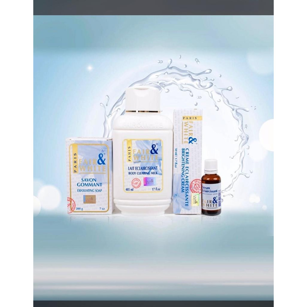 مجموعه التبييض والتفتيج للوجه والجسم من فير اند وايت
