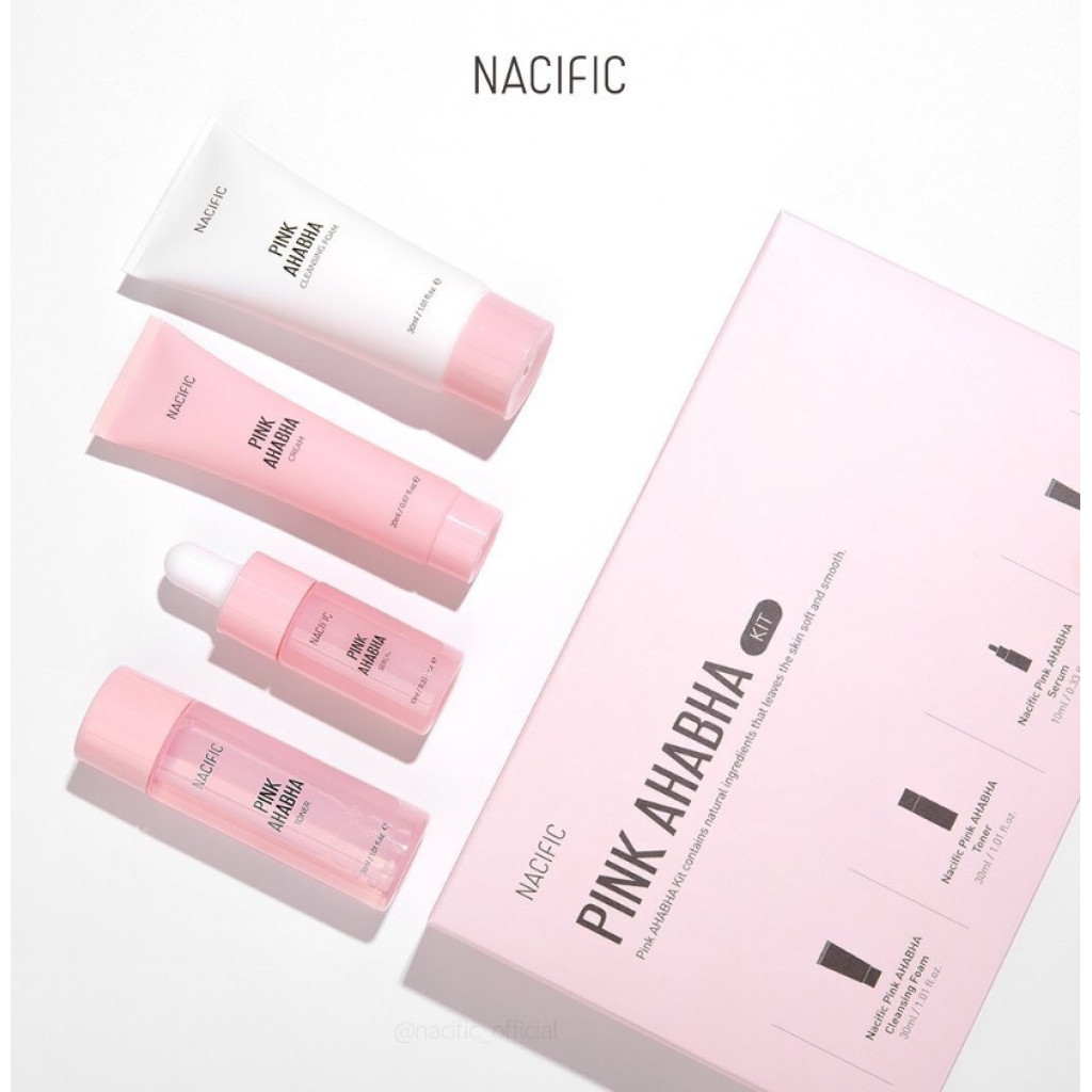 مجموعة بينك للعناية بالبشرة 4 قطع من ناسيفيك ستمتعي ببشرة ناعمة مع مجموعة ناسيفيك الوردية