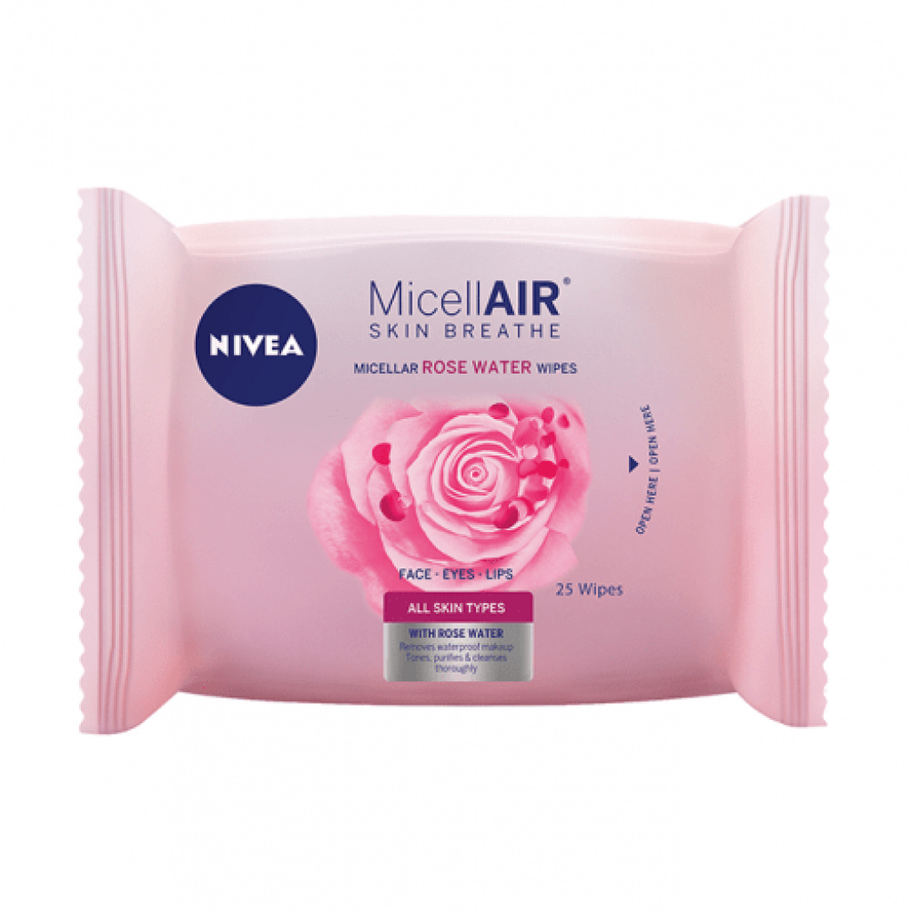 مناديل إزالة المكياج بماء الورد من نيفيا -25 منديل
