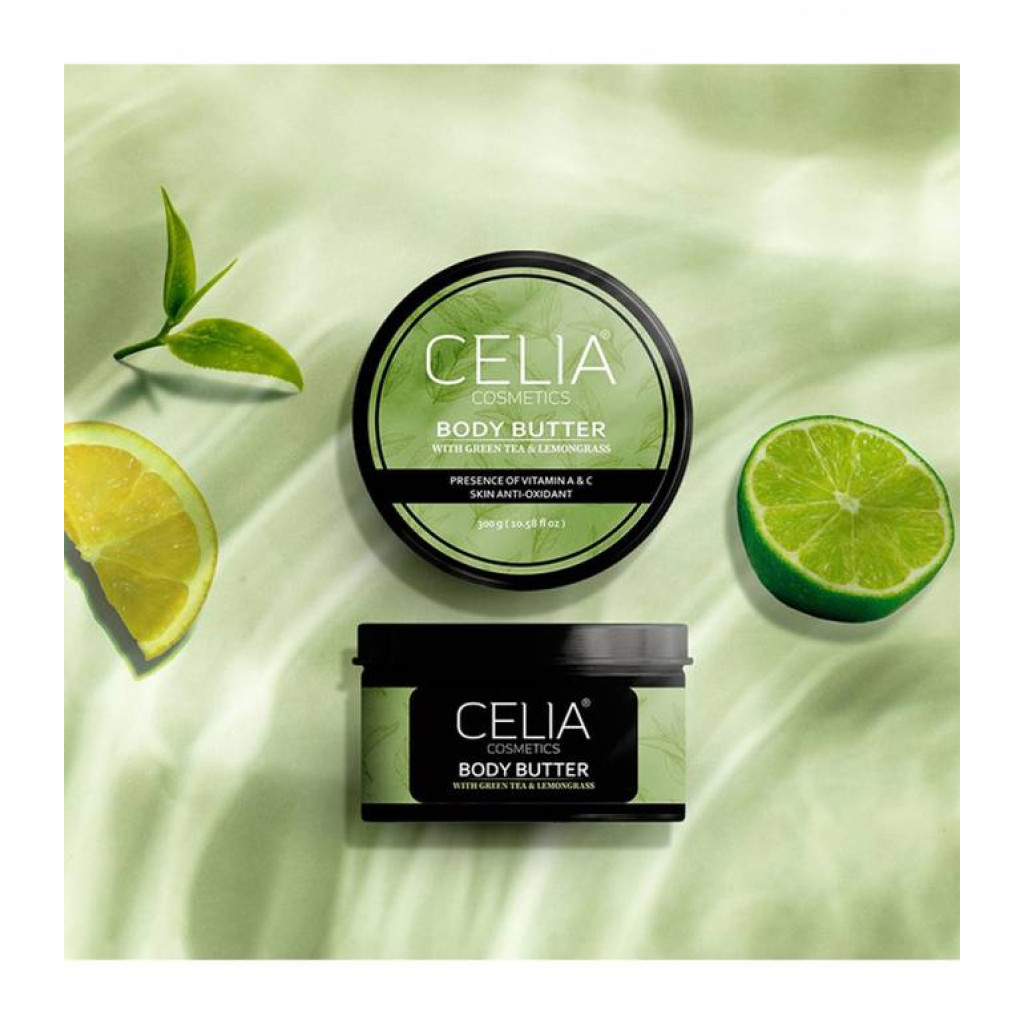 زبدة لترطيب وتنعيم الجسم بخلاصة قشور الليمون والشاي الأخضر من سيليا 300 جم