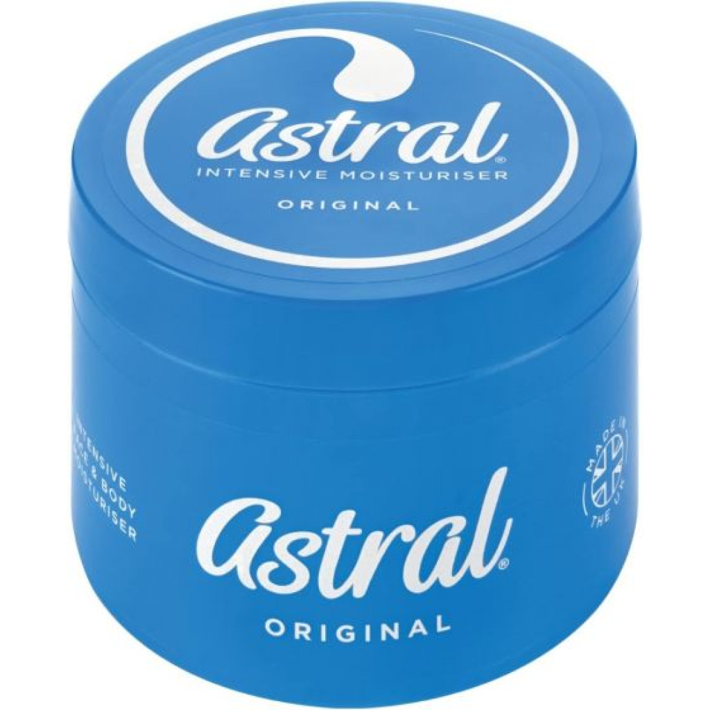 كريم أسترال (Astral) بحجم 500 مل هو مرطب مكثف يُستخدم لترطيب الوجه والجسم.
