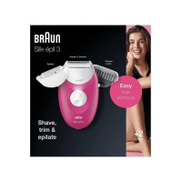 Braun آلة إزالة الشعر Silk-épil 3 3-420 + ماكينة تشذيب منطقة البيكيني من براون