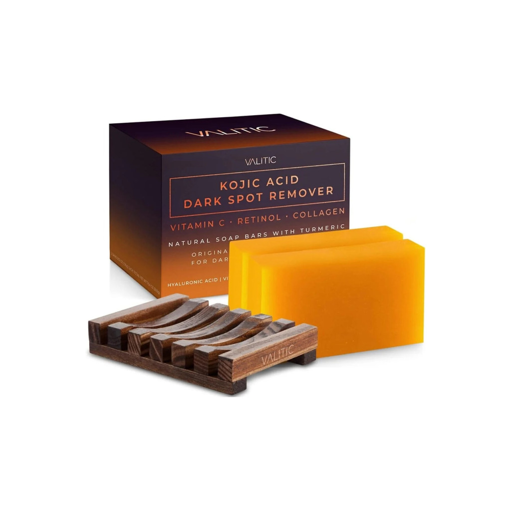 KOJIC ACID صابون حمض الكوجيك لإزالة البقع الداكنة، ألواح صابون طبيعية مع الكركم، فيتامين C