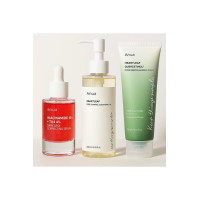 ANUA نياسيناميد 10% TXA 4% + زيت تنظيف هارتليف للتحكم في المسام + منظف هارتليف كيرسيتينول العميق للمسام