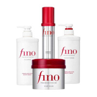 Fino مجموعة العناية بالشعر بريميوم تاتش - شامبو، بلسم، قناع، وزيت للشعر الجاف والتالف