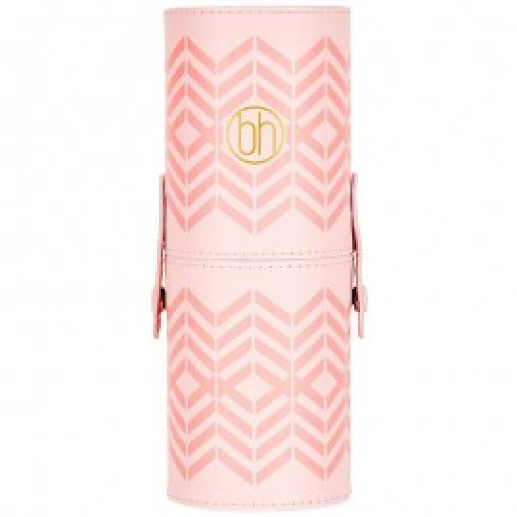 طقم فرش مكياج مكون من 10 قطع وردي/ذهبي من بي اتش كوزماتيكس