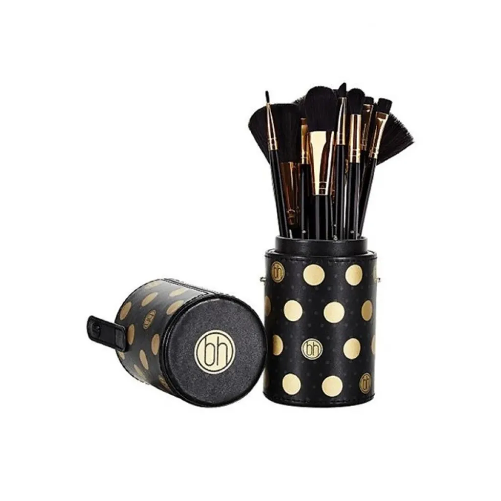 بي اتش كوزماتيكس طقم فُرَش مستحضرات تجميل مكون من 11 قطعة اسود/ذهبي