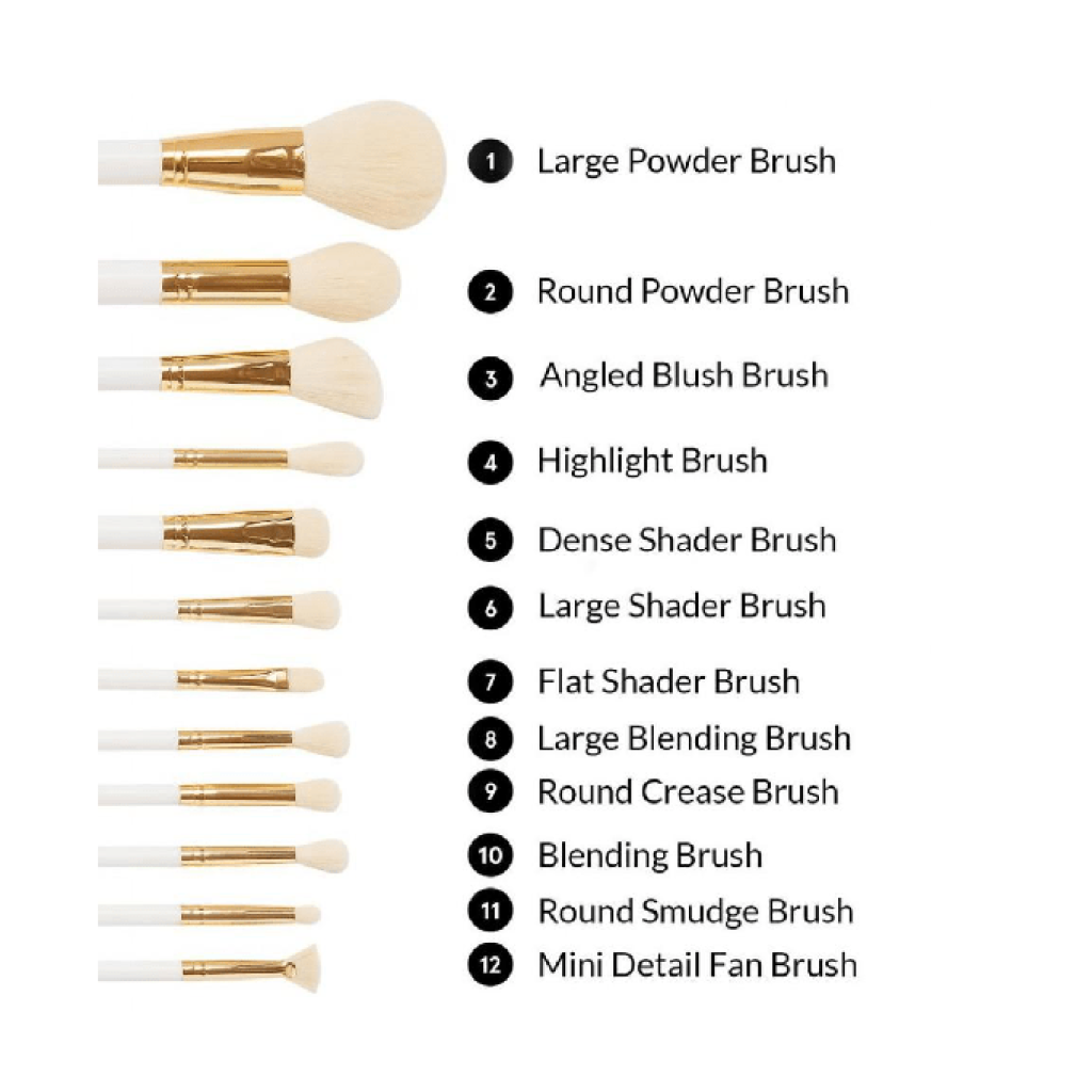 مجموعة فرش مكياج سنو بدي لايك يو من من بي اتش كوزماتيكس - 13 قطعة - أبيض