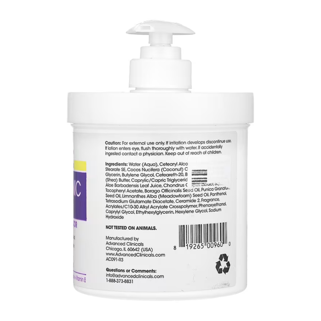 مرطب فوري للبشرة بحمض الهيالورونيك من ادفانسد كلينيكالز - 454جم