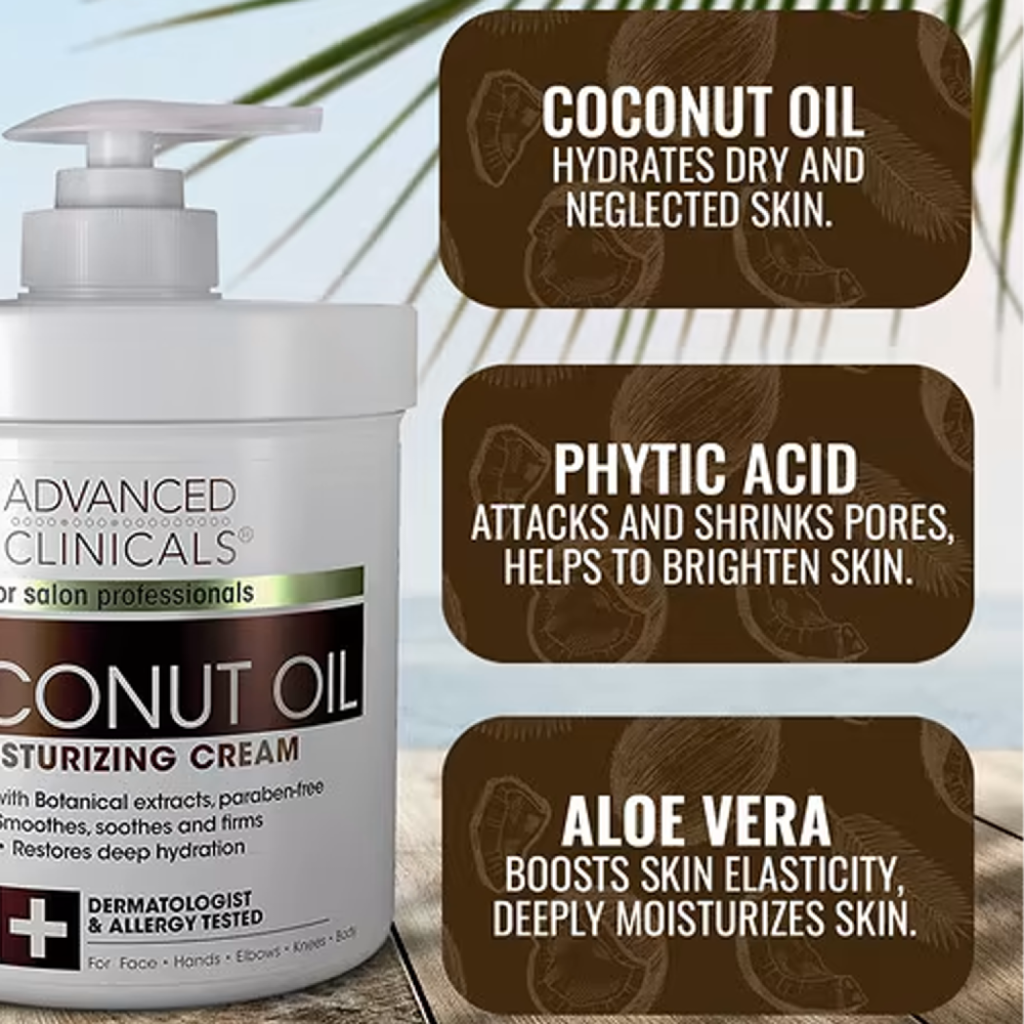 كريم مرطب بزيت جوز الهند من ادفانسد كلينيكالز - 454جم