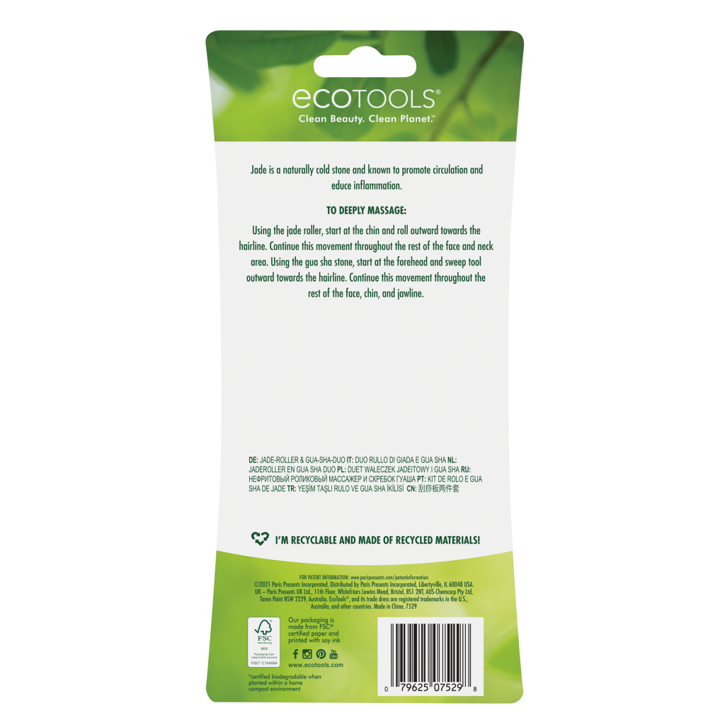 مجموعة تقليل انتفاخ الوجه جادرولر وحجر غوا شا من ايكو تولز