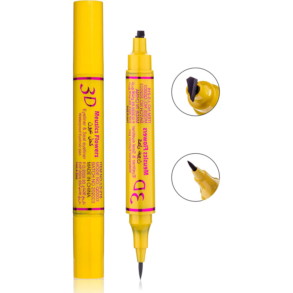 قلم كحل مزدوج سائل ثري دي أسود مع طابعة من ميوزيكس فلاورز