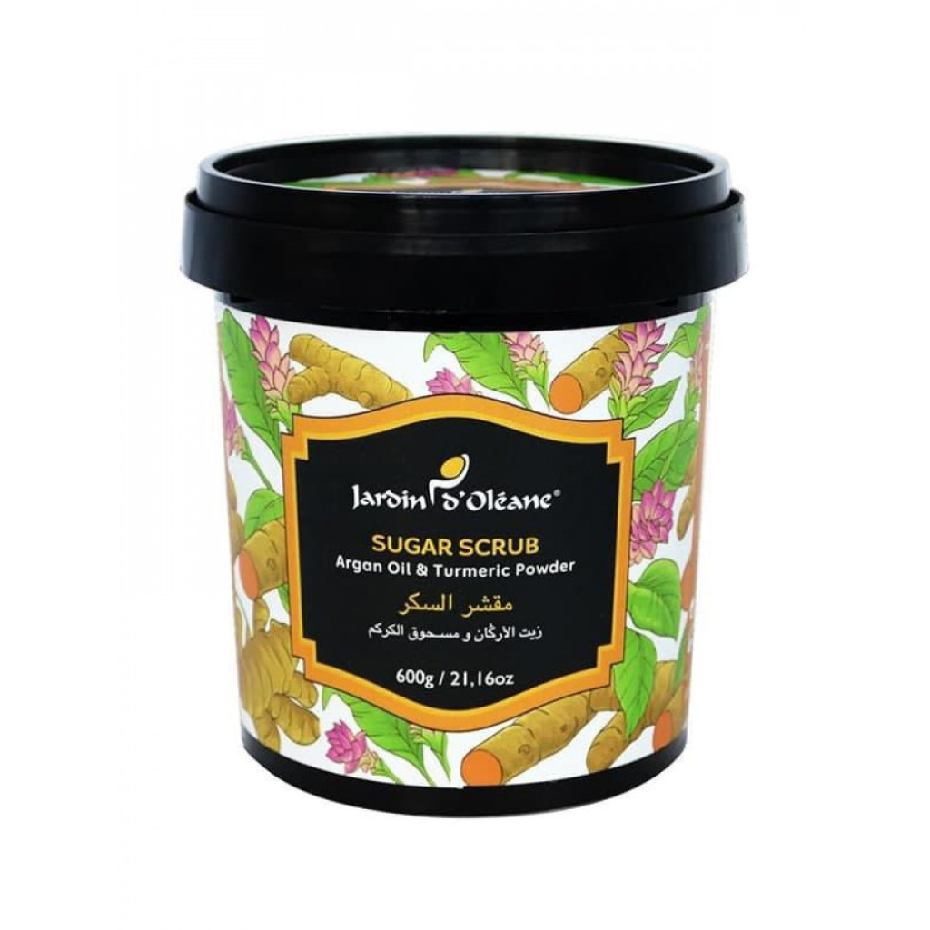 مقشر السكر بزيت الأرغان ومسحوق الكركم من جاردن اوليان - 600 جم