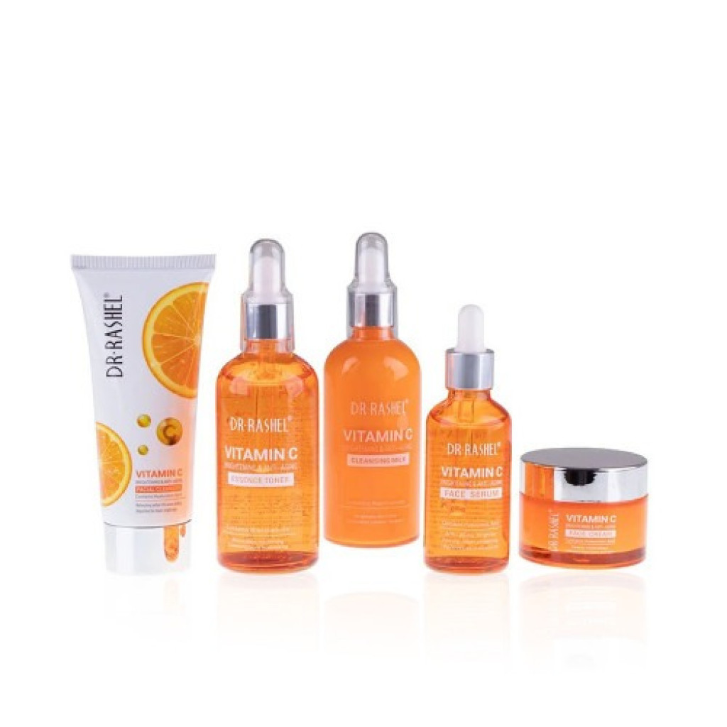 مجموعة العناية بالبشرة 5 في 1 بخلاصة فيتامين سي للتفتيح ومقاومة التجاعيد من دكتور راشيل