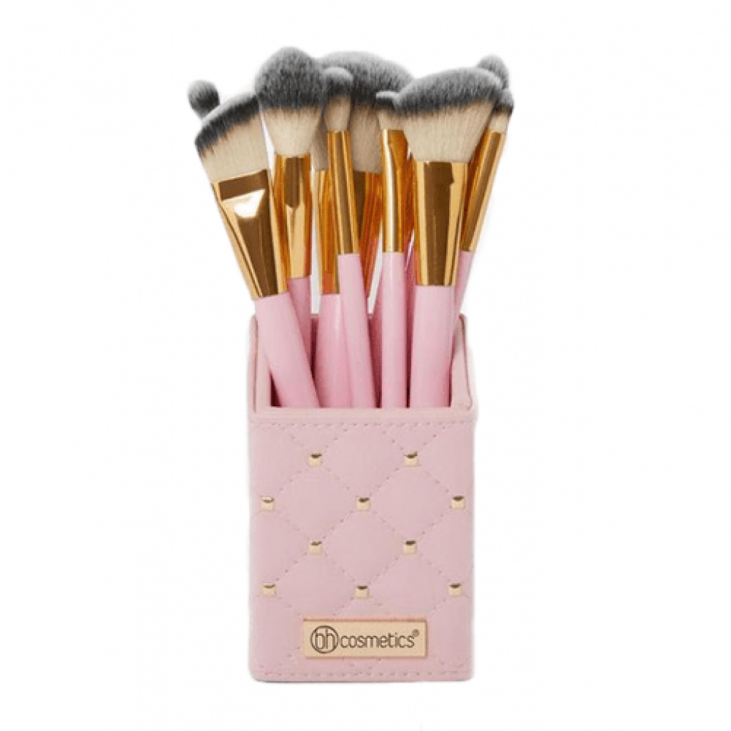 مجموعة فرش مكياج اليغانس وردي من بي اتش كوزماتيكس -12 قطع