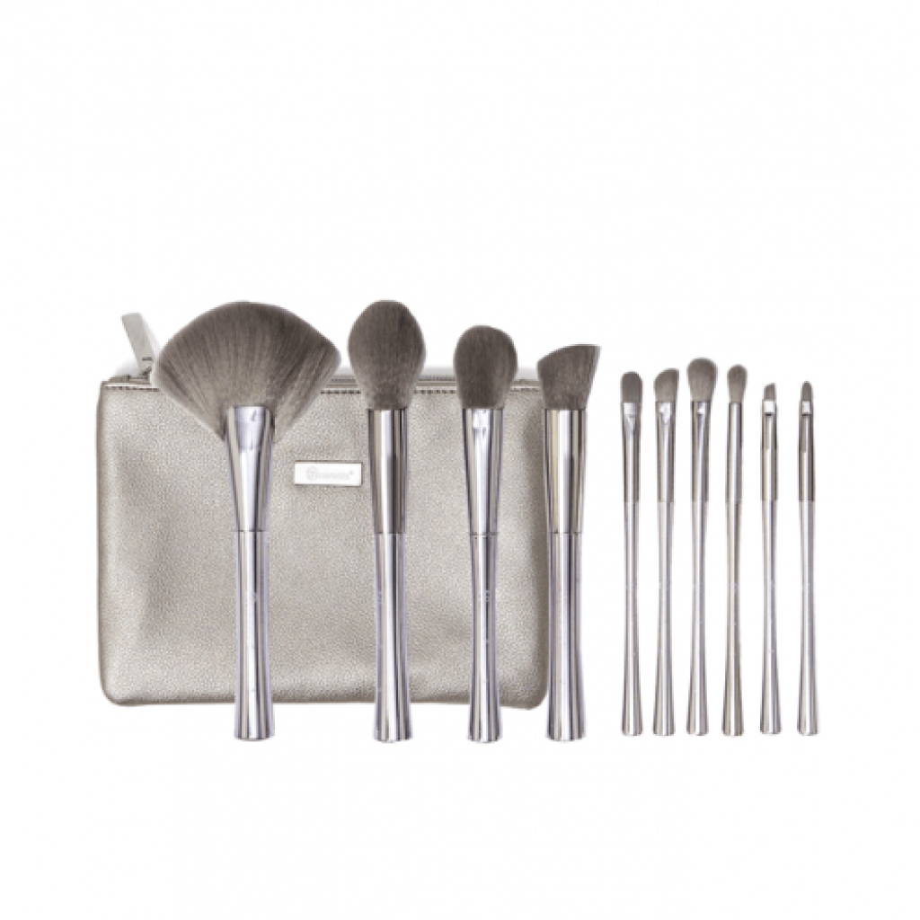 مجموعة فرش مكياج بي اتش سموكن ميرورز مع حافظة من بي اتش كوزماتيكس - 10 قطعة