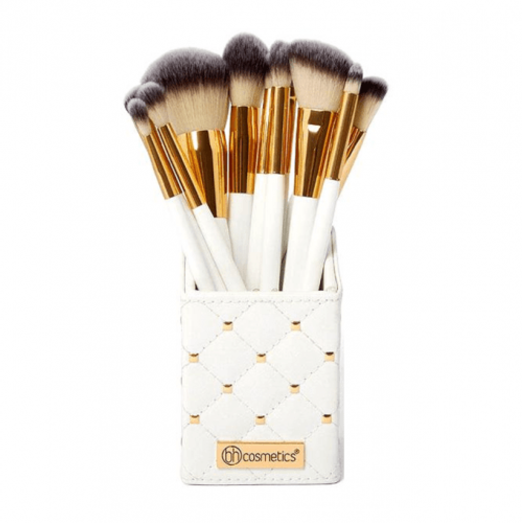 مجموعة فرش مكياج اليغانس أبيض من بي اتش كوزماتيكس -12 قطعة