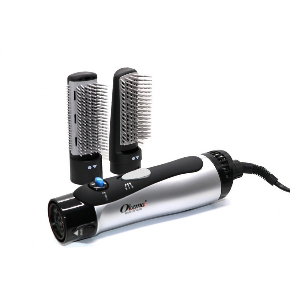 فرشاة تصفيف الشعر مع ملحقين من اوكيما - 977 اسود ورمادي